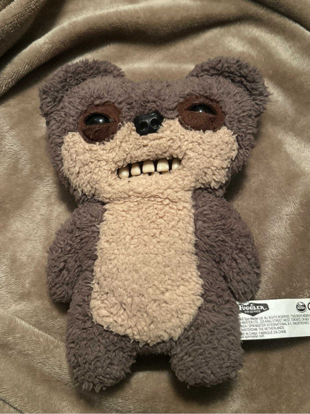 Cute Brown and Cream Plush Toy with Novelty Teeth - Fuggler